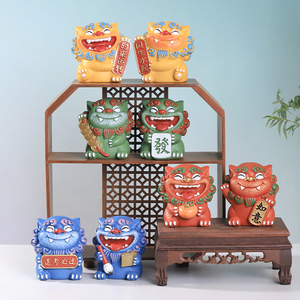 2 Paires de Lions du Vent en Résine Feng Shui de <span class=keywords><strong>3</strong></span>,5 Pouces, Ornements Porte-Bonheur pour la Maison, <span class=keywords><strong>le</strong></span> Bureau ou les Étagères, Cadeau Traditionnel Chinois - Product Image 3