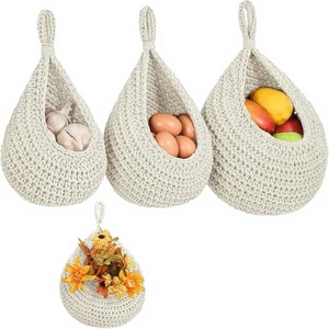 Doll House Furniture Decoration Balcony Living Room Decor Cotton Woven Multifunction Hook Type <b>Wall</b> <b>Hanging</b> Basket - Product Image 2