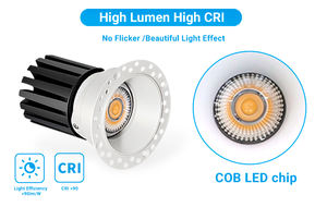 Downlight encastrable ou sans cadre remplaçable 3'' 12W 15W 18W 5CCT Dimmable, Spot COB Rond ou Carré sans cadre - Product Image 3