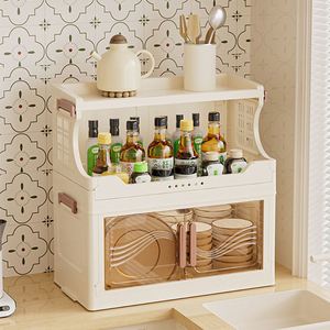 Armario de Almacenamiento Plegable Sin Ensamblaje, Organizador de Gran Capacidad para Aperitivos y Artículos Diversos para Sala de Estar, Estante de Plástico de Múltiples Niveles - Product Image 3