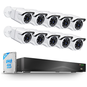 Système de caméra de sécurité PoE 4K <span class=keywords><strong>avec</strong></span> disque dur 4 To, 10 caméras PoE extérieures 8MP, comptage <span class=keywords><strong>des</strong></span> personnes, détection de personnes/véhicules - Product Image 1