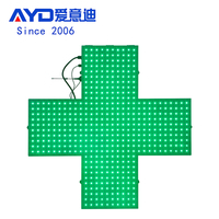 Letrero LED de Cruz de Farmacia de Color Verde Puro de 80*80cm, Luz Intermitente, Panel de Programación para Exteriores, Pantalla LED