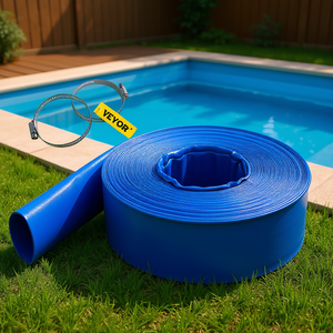 Manguera de jardín plana de PVC azul Vevor de 4 pulgadas x 105 pies, resistente, para transferencia de agua de piscinas, a prueba de intemperie y a prueba de roturas, para lavado a contracorriente. - Product Image 2