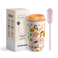 Mug isotherme portable en acier inoxydable, mignon et écologique, réutilisable, 350 ml, avec couvercle à pression, garde le froid 12h et le chaud, idéal pour les cadeaux