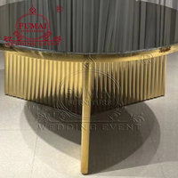 Table de réception pour mariage, hôtel, banquet, événement, avec base en acier inoxydable doré