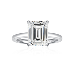 Jewelry Supplier Customizable S925 <b>Silver</b> Emerald Cut Zircon <b>Ring</b> Party Fashion Ladies Promise Wedding Anniversary Gift Rhodium - Product Image 1