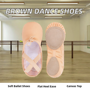 Brown Soft Ballet <b>Shoes</b> Flat <b>Heel</b> for Girls Half Toe <b>Dance</b> Gymnastics Rhythmic Gymnastic Ballerina Slipper Belly Low MOQ OEM ODM - Product Image 2