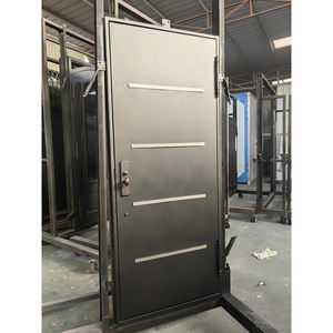 Porte d'entrée double Arches principales Conception Portes en fer Portes d'entrée extérieures Portes en fer en verre à coupure thermique - Product Image 1