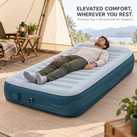 Matelas Gonflable Surélevé avec Pompe Intégrée, Lit d'Invité Gonflable en PVC Floqué pour la Maison et le Camping, Marque Privée