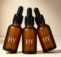 Flacon compte-gouttes en verre ambré dépoli opaque pour huiles essentielles, flacon de recharge cosmétique