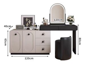 Franse Crèmekleurige Kaptafel Klein Appartement Huis Houten Spiegellicht Kaptafel <span class=keywords><strong>Make</strong></span>-Up Tafelset - Product Image 4