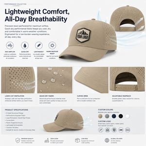 Casquette de golf en cuir gaufré personnalisée de qualité supérieure avec logo, perforations laser pour la ventilation, casquette de sport noire pour cadeau - Product Image 3