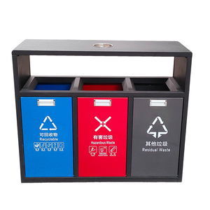 Garbage <strong>Bin</strong> Box 3 <strong>Bins</strong> <strong>Cover</strong> Steel Professional Manufacture Custom Three Separate Waste <strong>Bins</strong> for Sale - Product Image 3