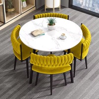 Table à manger minimaliste en MDF avec 4 chaises en tissu, mobilier moderne pour restaurant, hôtel, centre commercial, appartement, avec ensembles de chaises - Vente chaude