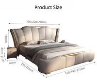 Lit double moderne de luxe italien, rembourré en cuir véritable de première qualité, pour chambre principale