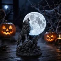 Lampe de nuit LED personnalisée en résine, figurine de loup, lampe lunaire créative en résine, décoration d'Halloween, cadeaux originaux, non en stock
