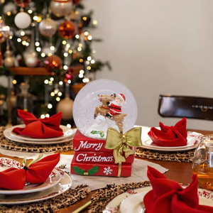 Bola DE AGUA DE Ángel de Navidad de 100MM, pingüino de Papá Noel, Reno montando <span class=keywords><strong>en</strong></span> bicicleta, globo de nieve de resina con lazo de oro rojo, caja de regalo - Product Image 1