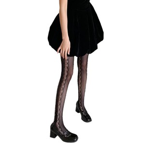 Japanese Style Women's Ultra Thin 0D Sheer Lace Stockings White Black Color Blocking Transparent Mesh Pantyhose Spring Summer - Product Image 5