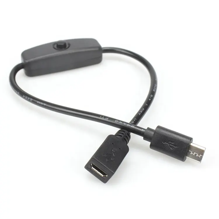 Personalizado micro USB macho a hembra extensión con interruptor