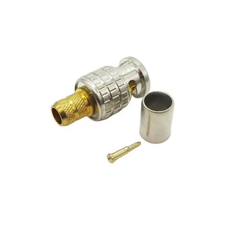 Conector de crimpagem de alto desempenho, 75 ohm, rf, coaxial bnc, conector macho para rg58, rg59, cabo rg6