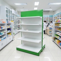 Rak Display Supermarket Satu Sisi dengan Bagian Belakang Rata, Rak Display Ritel Tugas Berat dengan Tingkat yang Dapat Disesuaikan untuk Toko Kelontong