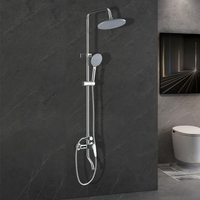 Ensemble de robinet de douche à trois fonctions en laiton avec pommeau de douche à jet de pluie pour bain et sortie d'eau de toilette pour le bain