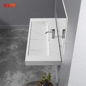 Modern Lavabo Single Basin Solid Surface <strong>Sink</strong> Wall Hung Marble Pattern Wash Basins <strong>Rectangular</strong> Bathroom <strong>Sink</strong> - Product Image 2