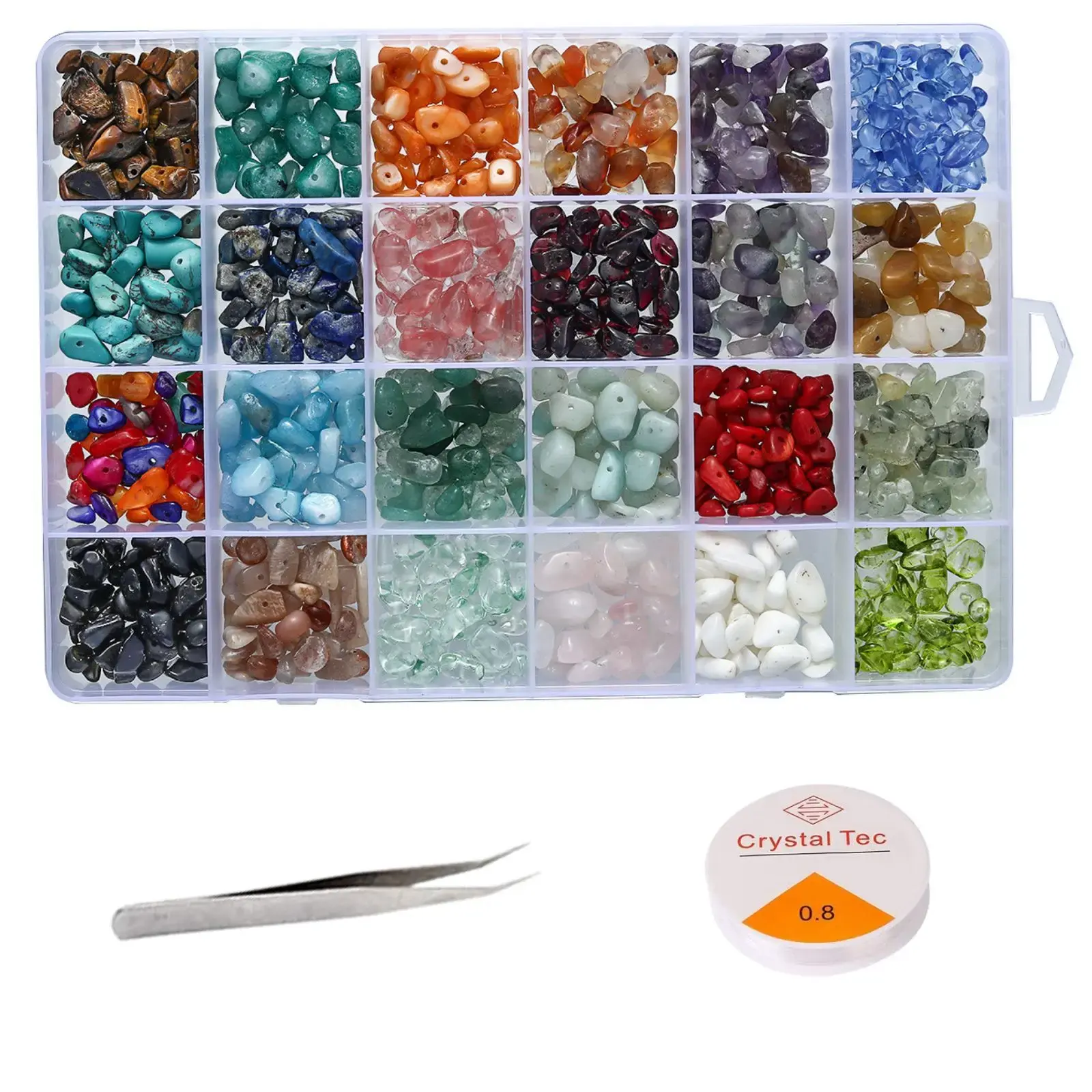 Cristal Chips E Pedras Preciosas Beads Kit Para Fazer Jóias, 24 Cores Pedras Preciosas Chips Caixa DIY Jóias Pulseira Beads