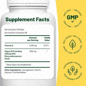 Suplemen perawatan kesehatan kustom minyak Algal sayuran sofgel Omega 3 asam lemak <span class=keywords><strong>Vegetarian</strong></span> <span class=keywords><strong>DHA</strong></span> dukungan kekebalan jantung sendi - Product Image 2