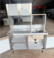 Bar Teh Susu Kustom 1,2 Meter, Dilengkapi Rak dengan Lemari dan Wastafel, Terbuat dari Baja Tahan Karat 201.