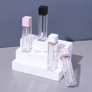 CAIYA หลอดใส่ลิปกลอสแบบใส,หลอดลิปสติกแบบเหลวสีชมพูสีดำด้านสีโรสโกลด์พลาสติกขนาด6มล. - Product Image 2