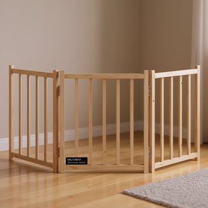 Cancelletto per Cani in Legno Massello di Abete, 59,1 Pollici, Pieghevole a 3 Pannelli, per Uso Interno - Product Image 2