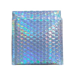 Sobres acolchados con burbujas de polietileno holográficas metálicas brillantes <span class=keywords><strong>Paquete</strong></span> de bolsa de mensajería de papel de aluminio para envío y uso de comestibles - Product Image 6