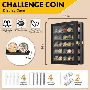 Vitrina 11x14 para Monedas Militares, Porta Medallas con Bandera Americana, Decoración <span class=keywords><strong>de</strong></span> Pared para Fichas <span class=keywords><strong>de</strong></span> Póker, Regalo para Coleccionistas - Product Image 3
