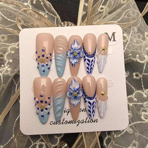 Faux ongles longs et pointus à presser, très populaires en Europe et en Amérique, produits de beauté, styles personnalisés disponibles - Product Image 4