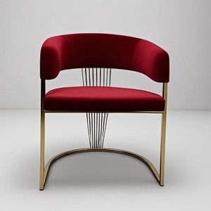 Chaise de salle à manger moderne en acier inoxydable, dossier rembourré en velours, design ergonomique, écologique, pour la maison, le bureau, l'école, l'hôtel - Product Image 2