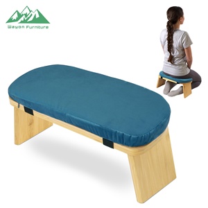 Banc de méditation pliable contemporain en <span class=keywords><strong>bambou</strong></span> avec coussin en velours, design léger et portable - Product Image 1