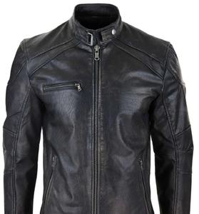 Chaqueta de Motociclista Slim para Hombre, con Cuello Alto, Diseño Personalizado, Cuero Natural de la Mejor Calidad, Cierre de Cremallera, Impermeable y Resistente al Viento - Product Image 2