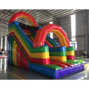 वाणिज्यिक बिक्री के लिए 20ft इंद्रधनुष विषय एक लेन inflatable सूखी स्लाइड