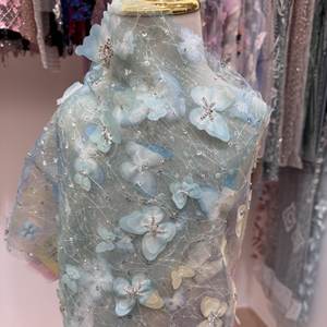 Tela de <span class=keywords><strong>Tul</strong></span> con Lentejuelas y Bordado de Mariposas 3D en Color Degradado, Diseño Más Reciente de 2025, para Decoración de Bodas de Ensueño - Product Image 4