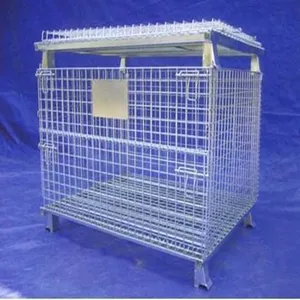 Conteneurs en treillis métallique pliables empilables de stockage industriel DJ <span class=keywords><strong>Cage</strong></span> à palettes pliable avec feuille de plastique pour pièces automobiles - Product Image 6