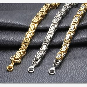 8MM Men's Domineering <b>Thick</b> <b>Chain</b> Titanium Steel Byzantine <b>Necklace</b> Bracelet - Product Image 3