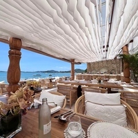 Rideau de plafond en tissu pour mariage, rideau en gaze en forme de vague pour décoration de plafond de mariage en plein air, restaurant, hôtel