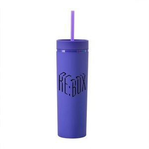 Colorido pintado 16 Oz acrílico flaco vaso para beber vaso de plástico transparente de doble pared vaso con tapa y pajita - Product Image 4