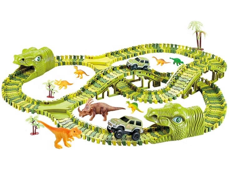 Трек динозавра гоночный игрушечный автомобиль железная дорога игрушечный набор гибкий светящийся автомобиль игрушки для детей мальчиков