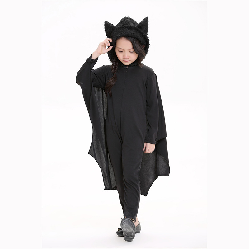 Halloween Carnival Kids Black Bat Vampire Costume - Unisex Jumpsuit For Children - Ideal For Halloween Parties