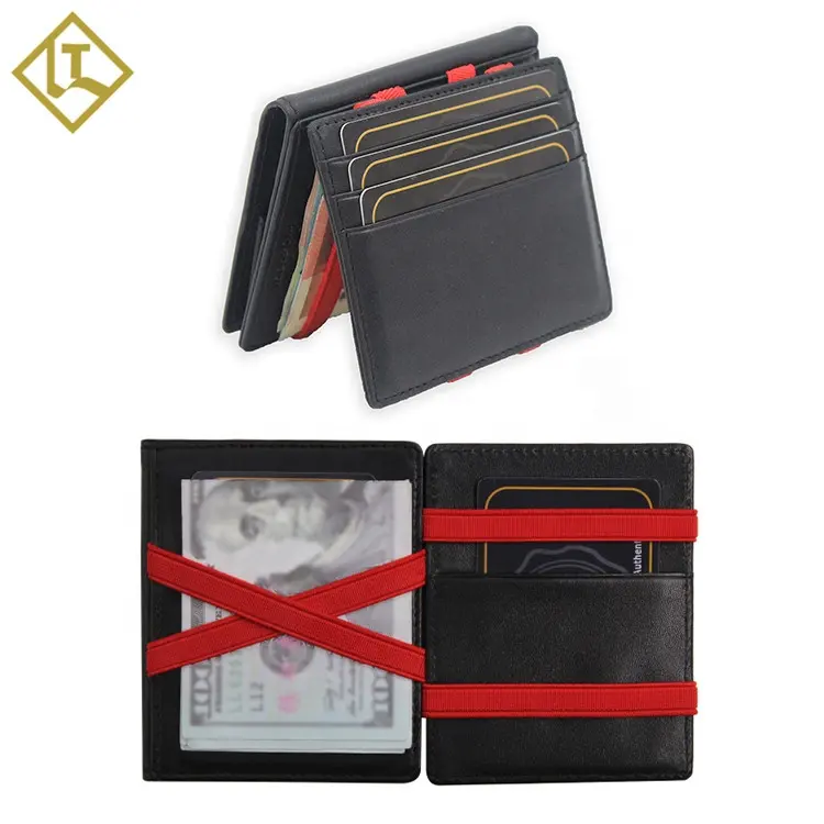 Yeni tasarım rfid engelleme sihirli cüzdan hakiki deri kartlık cüzdan ile para cebi