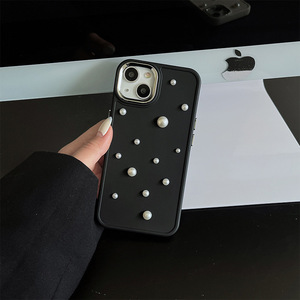 Bán buôn tùy chỉnh ánh sáng ngọc trai sang trọng màu rắn Silicone Hàn Quốc Ins phong cách của phụ nữ <span class=keywords><strong>Iphone</strong></span> trường hợp cho 16 15 Promax 14 cộng với 13 12 11 - Product Image 4