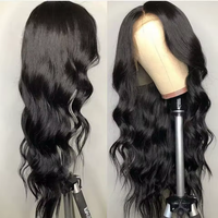Vente en gros pas cher brut indien vierge corps vague cheveux humains HD pleine dentelle frontale perruque de cheveux humains naturels