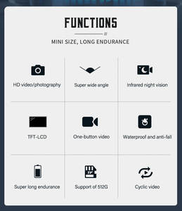 กล้องติดตัวบันทึกวิดีโอ HD รุ่นใหม่ล่าสุด กล้องบันทึกภาพแบบสวมใส่กันน้ำ สำหรับเจ้าหน้าที่รักษาความปลอดภัย - Product Image 3